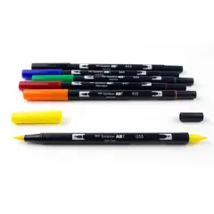 6ct Dual Brush Pen Art Markers Primary Palette - Tombow: Calligraphy & Drawing Pens, Double Tip, Multicolored Ink