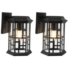 Carwen 8.46" Outdoor Sconce (Set of 2) - PLT7008 - Black - Safavieh