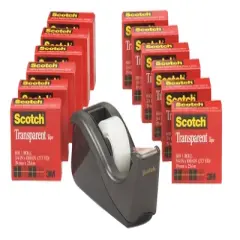Scotch 600 Transparent Tape with Desktop Dispenser, 0.75 x 1000 Inch, Pack of 12
