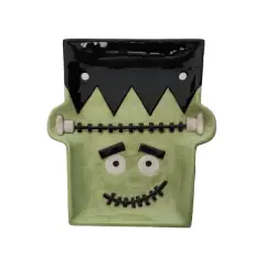 Transpac 12.25 Inch Halloween Frankenstein Platter with Spreader for Treats Snacks Indoor Parties Durable Dolomite Green Design