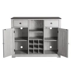 47" Wood Bar Cabinet with Brushed Nickel Knobs White - Home Essentials