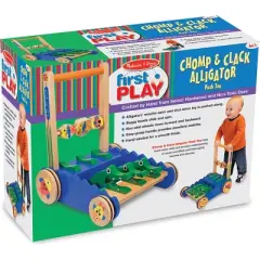 Melissa & Doug Deluxe Chomp and Clack Alligator Wooden Push Toy and Activity Walker