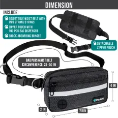 PetAmi Hands Free Dog Leash, Running Belt for Walking Jogging, Waist Zipper Pouch Fanny Pack with Waste Bag Dispenser
