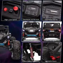 24V 2 Seaters Kids Ride on UTV with Remote Control, Extra Large EVA Wheels & Wide Seat for Big Kids, Full-Metal Suspension, Music, LED Lights