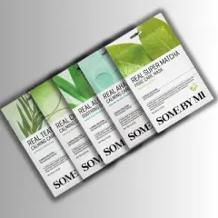 SOME BY MI 5-Day Soothing Solution Set (5 piece sheet mask variety pack for stressed, irritated, & troubled skin complexions)