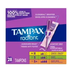 Tampax Radiant Triple Pack Regular/Super/Super Plus Absorbency Unscented Tampons - 28ct