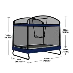 Belatt 4x6FT Rectangular Outdoor Trampoline with Safety Net &ndash; Black & Blue, for Kids and Adults