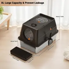 Enclosed Metal Litter Box with Lid,  Large  Metal Litter Box for Cats, Covered Dog Proof Litter Box 8'' Deep，Removable Top and Litter Scooper