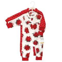 Hudson Baby Infant Girls Plush Jumpsuits, Poinsettia