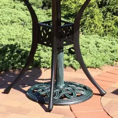 Sunnydaze Outdoor Heavy-Duty Cast Iron Decorative Design Patio Yard Round Umbrella Base Stand - 17" - Green