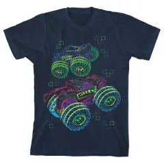 Big Wheels Trucks Youth Boys Dark Navy Graphic Tee