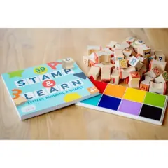 48pc Wooden Letters, Numbers, & Shapes Stamp Set - Chuckle & Roar