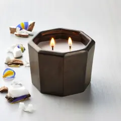 Octagonal Ceramic Cashmere & Suede Fall Jar Candle Metallic Bronze - Hearth & Hand&trade; with Magnolia