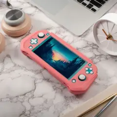 Insten Case For Nintendo Switch Lite Built-in Screen Protector Rugged Front and Back Full Protective Cover with Ergonomic Hanp Grip, Coral Pink