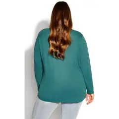 Women's Plus Size V Neck Essential 3/4 Sleeve Tee - teal | AVENUE