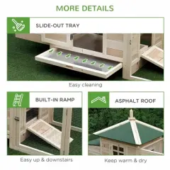 Resenkos Rabbit Hutch, Duck Cage Hutch,Chicken Coop, 77" Wooden Chicken Coop with Nesting Box, Removable Tray, Ramp Run, Natural