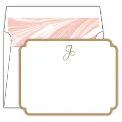 10ct Marble Cards Die-Cut Social Set Monogram J