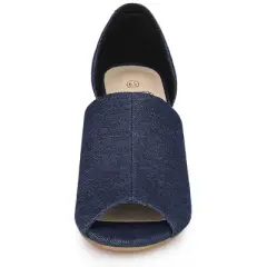 Perphy Denim Open Toe Chunky Heels Slide Sandals