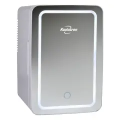 Koolatron Cosmetics Fridge w/ LED Lighted Makeup Mirror 12V 110V: Portable Skincare Cooler, Beauty Refrigerator, 6.3L Capacity