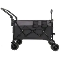 SKRAN Multi-Functional Push-Pull Folding Wagon Cart with Rotating Handle & 360&deg; All-Terrain Wheels,Large Capacity for Transport,Outdoor