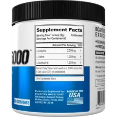 Evlution Nutrition BCAA5000 - Recovery & Endurance - Unflavored - 60 Servings