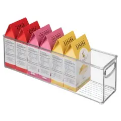 iDESIGN Recycled Plastic Stackable Storage Bin Perfect to Hold Breast Milk Bags Clear: Kitchen Cabinet Organizer, 16"x4"x5"