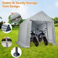 GustoWave 8x14 FT Outdoor Storage Shed Carport Canopy, Portable Garage for Motorcycle, Garden Tools