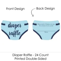 Big Dot of Happiness Baby Boy - Diaper Shaped Raffle Ticket Inserts - Blue Baby Shower Activities - Diaper Raffle Game - Set of 24