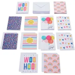 50ct Variety Blank Carlton Cards with Envelopes: Greeting Cards for All Occasions, Multicolored Typography Design