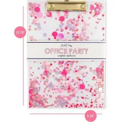 Packed Party Celebrate Acrylic Clipboard; Cute Pink Plastic Decorative Fancy Clip Board for School Teachers, Kids, and Women; Fun and Stylish