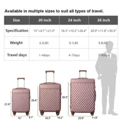 MAYEERTY 3-Piece ABS Luggage Set Suitcases with Multi-Position Handle, Silent Spinner Wheels, and TSA Lock - 20''24''28'', Rose Gold