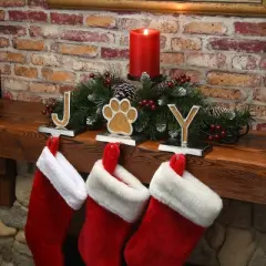 3pc 5" Gold Sparkle "JOY" Stocking Holders - National Tree Company