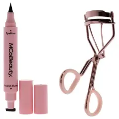 Big Beauty Love Eyelash Curler and Winged Eyeliner Set by MCoBeauty for Women - 2 Pc 0.101oz Eyeliner, Eyelash Curler
