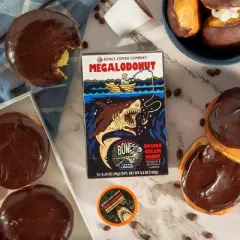 Bones Coffee Company Megalodonut Boston Cream Donut Flavor 12 ct Single-Serve Bones Cups Coffee Pods Keurig Coffee Maker Compatible