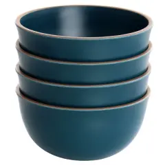 Gibson Home Rockabye 4 Piece Melamine Cereal Bowl Set in Dark Teal