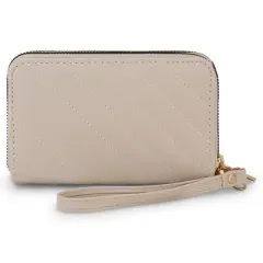 Daisy Fuentes Women's Diagonally Quilted Compact Wallet, Large Capacity with Double Zipper Closure