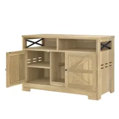 APRILSOUL Cat Litter Box Enclosure, Hidden Furniture with Mat & Storage Drawer, Farmhouse Style Side Table, Indoor Cat House, Living Room