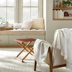 Foldable Wood & Faux Leather Ottoman - Brown - Hearth & Hand&trade; with Magnolia