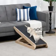 PawHut Height Adjustable Pet Ramp with Non-Slip Carpet Surfaces, 4 Levels Folding Dog Cat Ramp for Bed, Sofa & Car