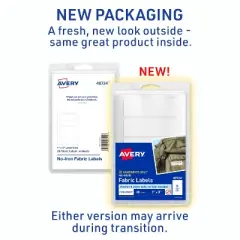 Avery No-Iron Fabric Labels, 1" x 3", Washer and Dryer-Safe Waterproof Labels, Non-Printable, 20 Blank Labels Total (40724)