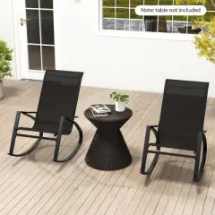 Tangkula 4 PCS Patio Rocking Chairs w/ Ergonomic Backrest Seat Safe Stoppers for Backyard