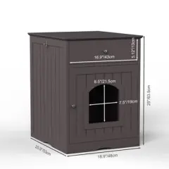 FURNIinspire Wooden Pet House Cat Litter Box Enclosure with Drawer, Side Table, Indoor Pet Crate, Cat Home Nightstand