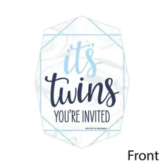 Big Dot of Happiness It's Twin Boys - Shaped Fill-in Invitations - Blue Twins Baby Shower Invitation Cards with Envelopes - Set of 12