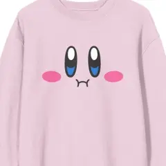 Kirby Full Big Face Crew Neck Long Sleeve Cradle Pink Men's Sweatshirt