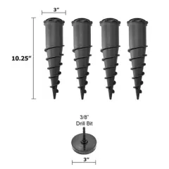 Ground Spike Anchor Kit &ndash; 4-Pack with Drill Chuck