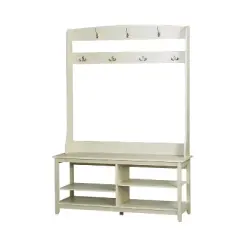 Saint Birch Hawksbury Modern Hall Tree & Shoe Bench, Antique White