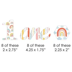 Big Dot of Happiness 1st Birthday Hello Rainbow - Paper Straw Decor - Boho First Birthday Party Striped Decorative Straws - Set of 24