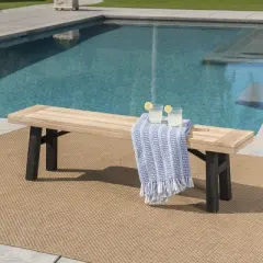 Dexmalle Patio Bench with Slat Panel,Outdoor