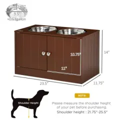 Akoasm 44L Capacity Large Elevated & Movable Dog Bowls With Storage Cabinet-Brown