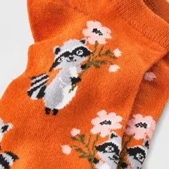 Women's Raccoons Low Cut Socks - Orange 4-10: Knit Lightweight Ankle Apparel